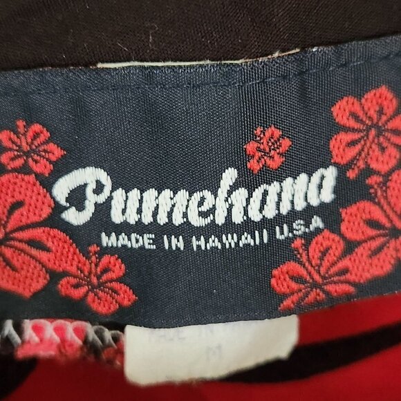 Pumehana Vintage Hawaiian Red Black Maxi Dress Size M - Picture 5 of 6
